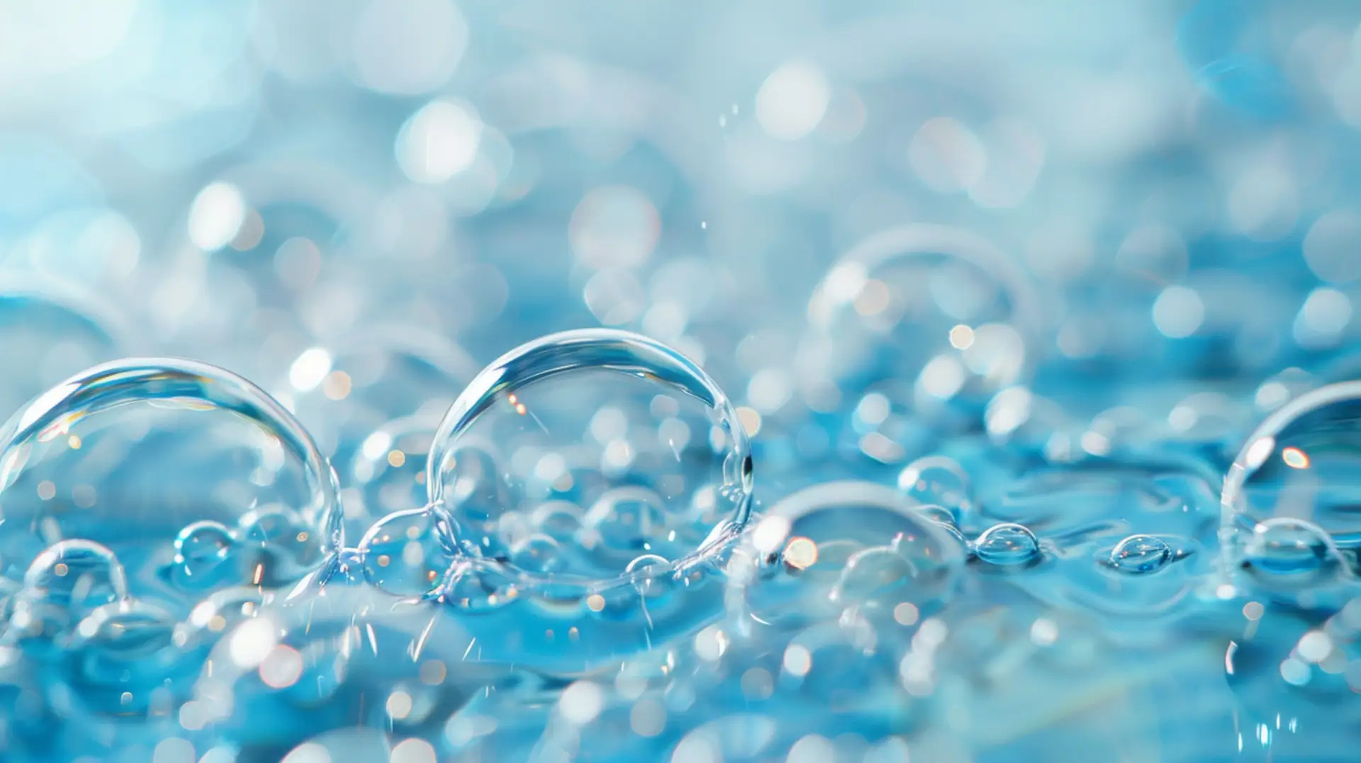 Crystal clear water droplets macro